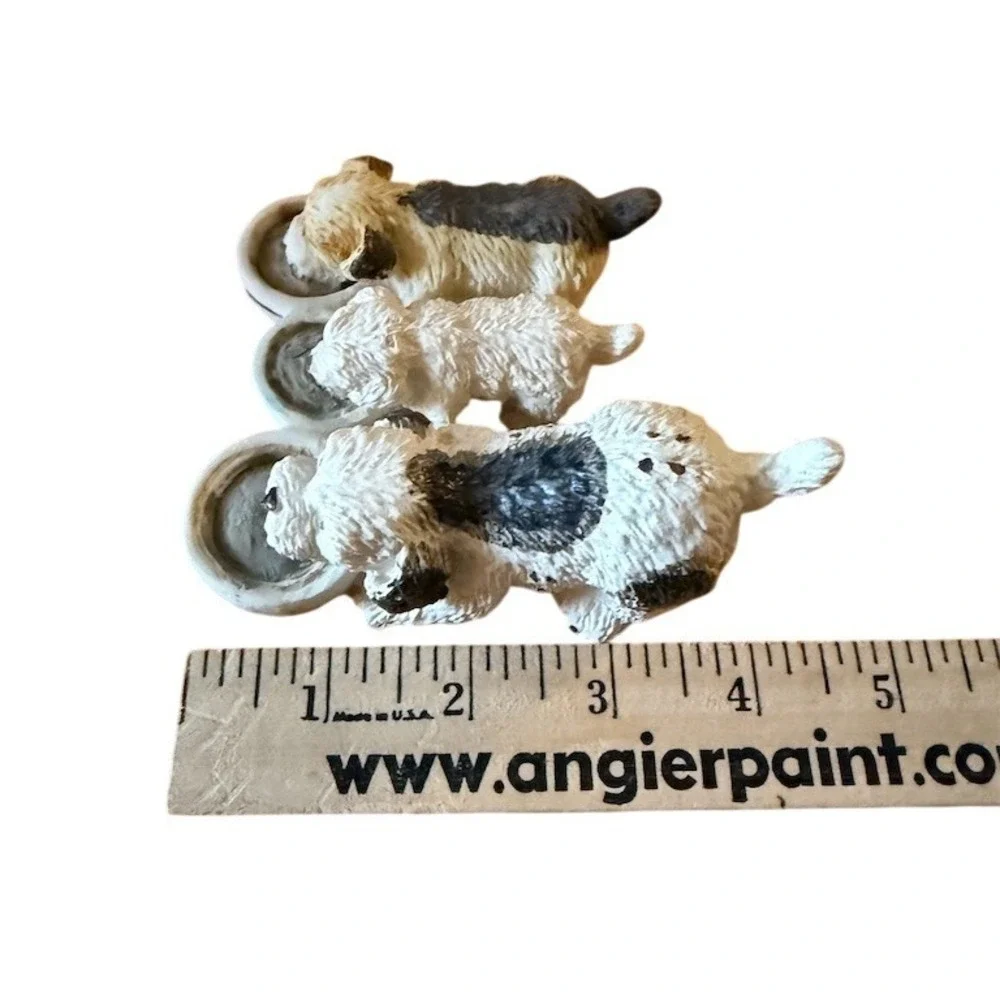Vintage Hand-Painted Puppy Dog lover Trio Figurine Christmas Tabletop Decor 1996